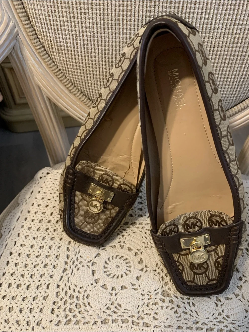 Michael Kors Hamilton monogram jacquard loafers size 8
